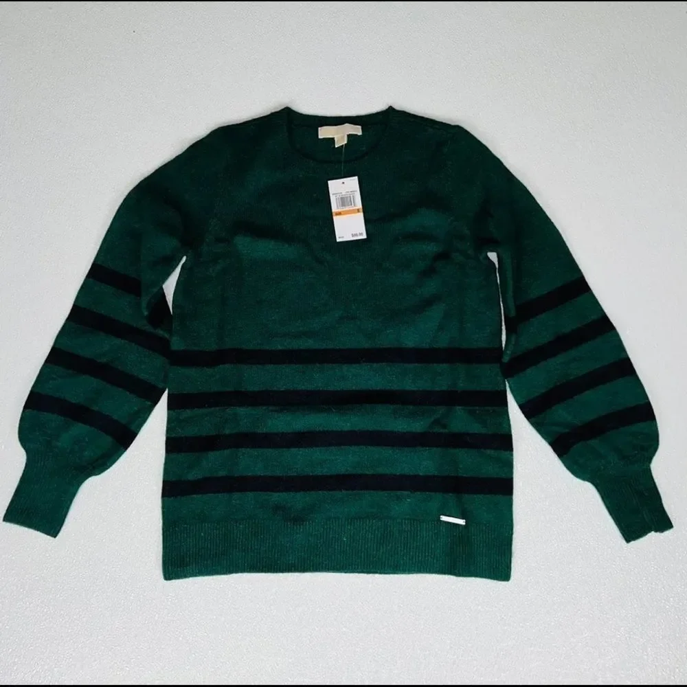 Michael Kors Womens Striped Pullover Sweater Green Size S NWT - Picture 1 of 11